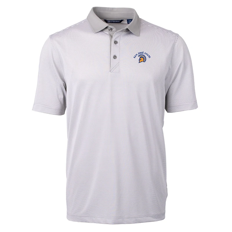 Polo recyclé à micro-rayures en piqué écologique Virtue pour homme, gris/blanc, des Spartans de San Jose State, taille grande et