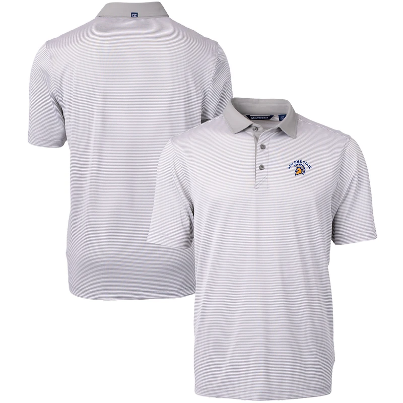 Men's Cutter & Buck Gray/White San Jose State Spartans Big Tall Virtue Eco Pique Micro Stripe Recycled Polo