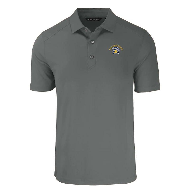 Polo gris Cutter & Buck pour homme, en tissu recyclé Forge Eco Stretch des Spartans de San Jose State