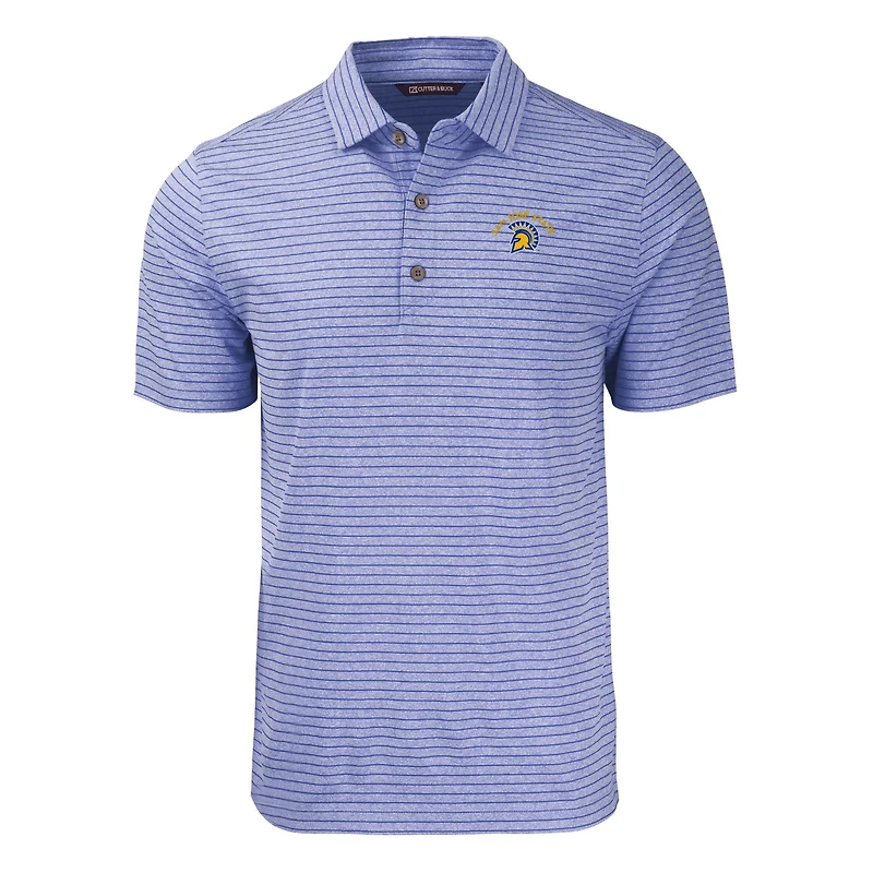 Men's Cutter & Buck Heather Royal San Jose State Spartans Forge Eco Stripe Stretch Recycled Polo