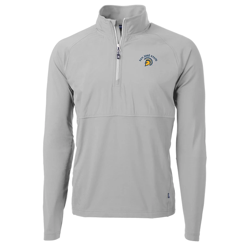 Men's Cutter & Buck Silver San Jose State Spartans Adapt Eco Knit Hybrid Recycled Quarter-Zip Pullover Top