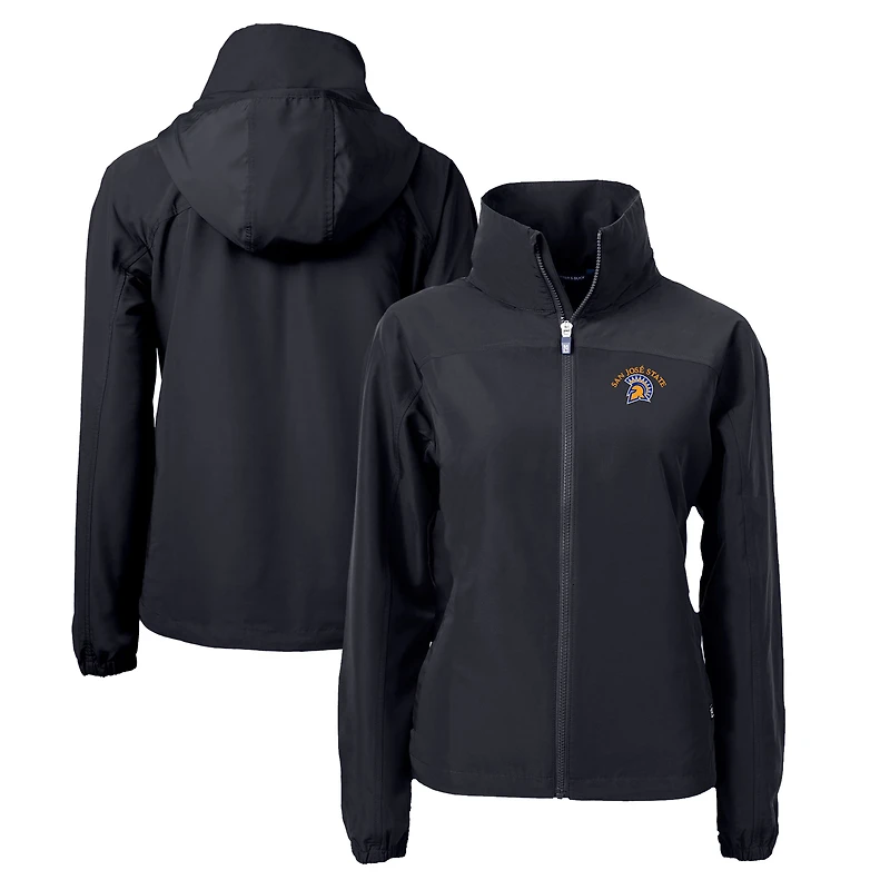 Women's Cutter & Buck Black San Jose State Spartans Charter Eco Recycled Full-Zip Jacket