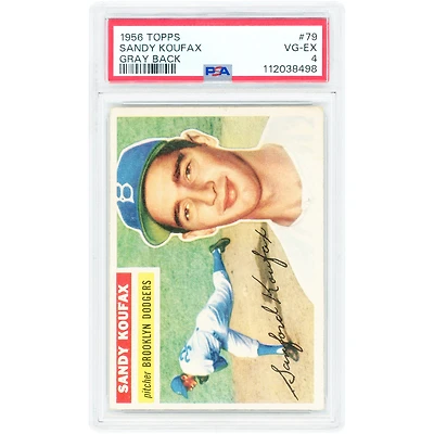 Carte Sandy Koufax Brooklyn Dodgers 1956 Topps Grey Back n° 79 authentifiée par PSA (4 cartes)