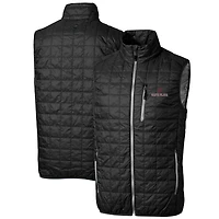 Men's Cutter & Buck Black Santa Clara Broncos Big Tall Rainier PrimaLoft Eco Full-Zip Puffer Vest