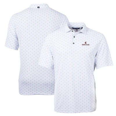 Men's Cutter & Buck White Santa Clara Broncos Big Tall Virtue Eco Pique Tile Print Recycled Polo