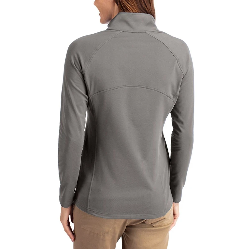 Women's Cutter & Buck Gray Santa Clara Broncos Adapt Eco Knit Stretch Half-Zip Pullover