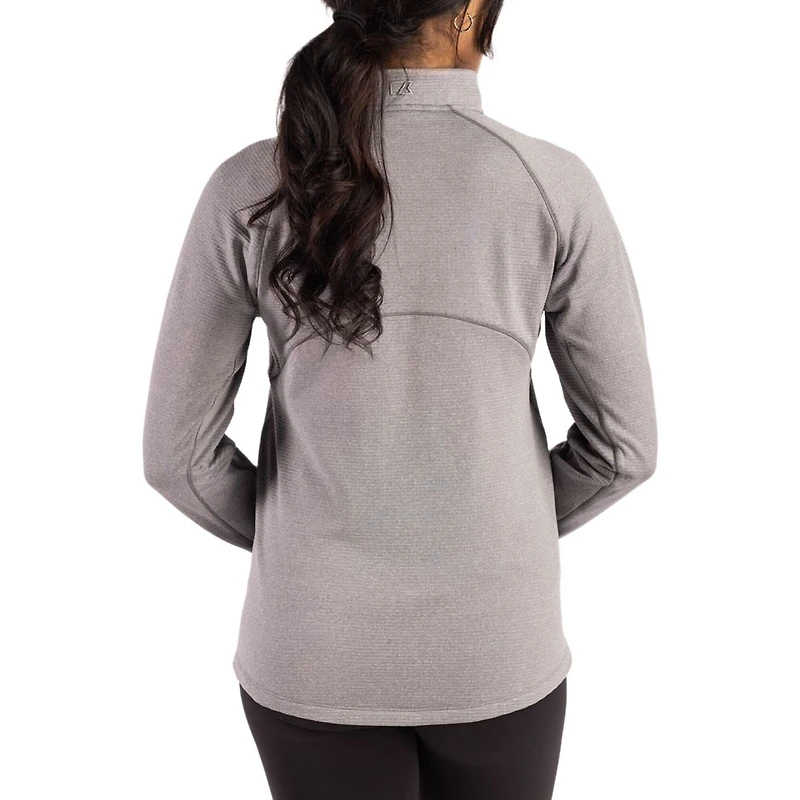 Women's Cutter & Buck Heather Gray Santa Clara Broncos Peshastin Fleece Recycled Raglan Full-Zip Jacket