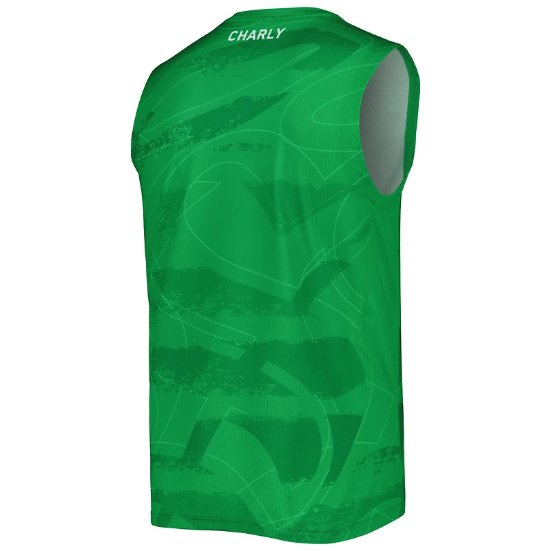 Haut d'entraînement sans manches à col en V Charly Green Santos Laguna pour homme