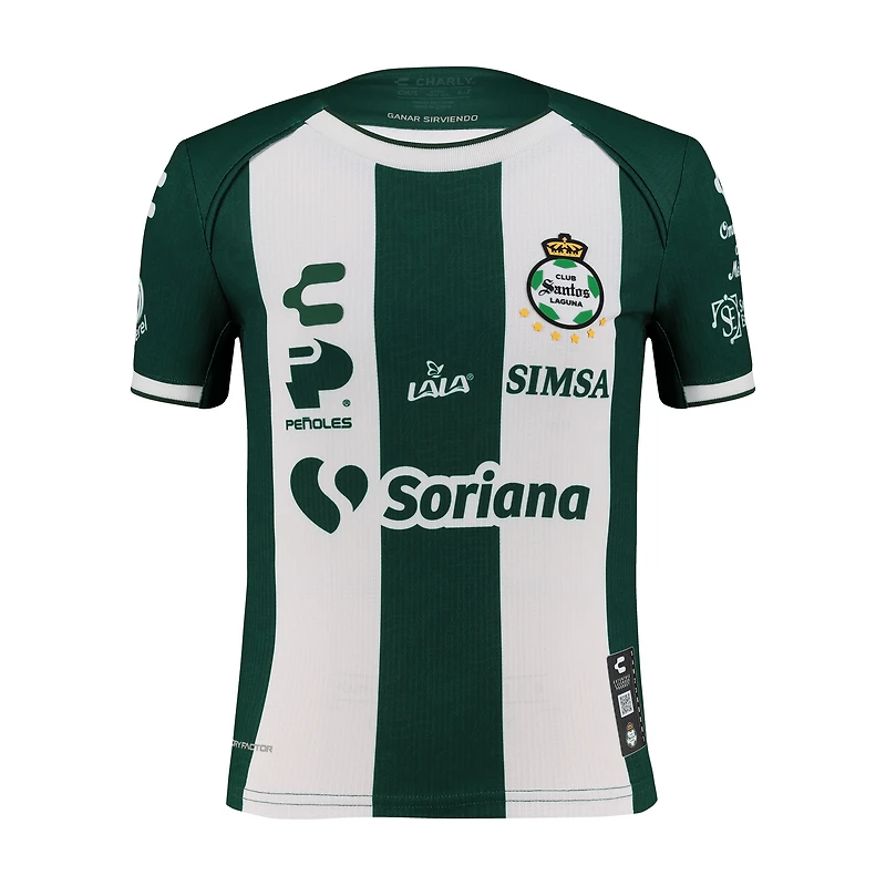 Maillot Charly Vert/Blanc Santos Laguna 2024/25 Domicile Authentique Enfant