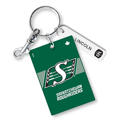 Saskatchewan Roughriders Personalized Leather Rectangle Keychain