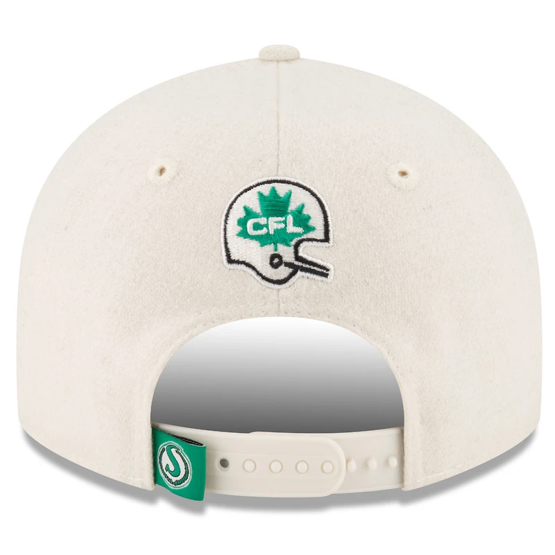 Casquette Snapback réglable New Era Saskatchewan Roughriders Turf Traditions Retro Crown 9FIFTY crème pour hommes