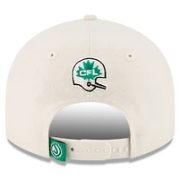 Casquette New Era 9FIFTY ajustable à couronne rétro, couleur crème, pour homme, Saskatchewan Roughriders Turf Traditions.