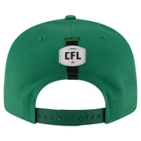 Casquette Snapback 9FIFTY Sideline verte des Roughriders de la Saskatchewan de New Era pour homme