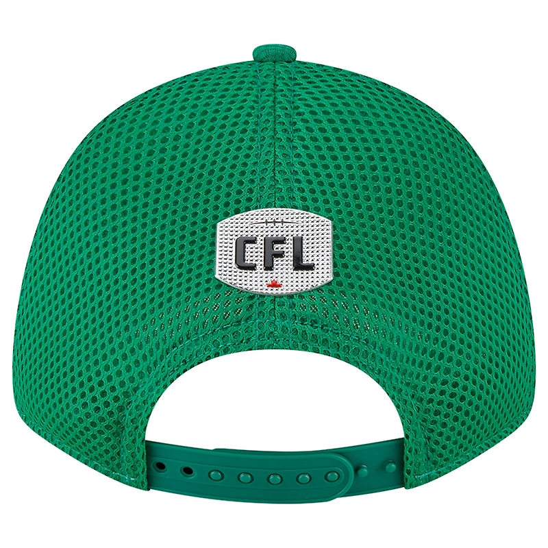 Casquette réglable 9FORTY Sideline des Roughriders de la Saskatchewan New Era verte pour homme