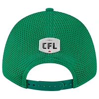 Casquette réglable 9FORTY Sideline des Roughriders de la Saskatchewan New Era verte pour homme