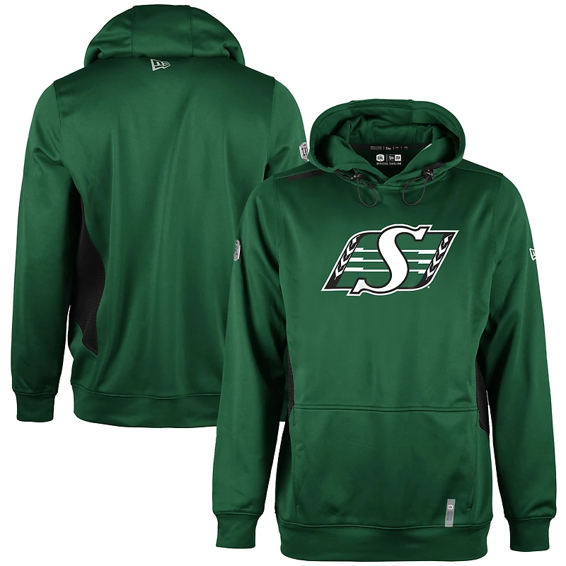 Men's New Era  Green Saskatchewan Roughriders Sideline Clutch Performance Pullover Hoodie