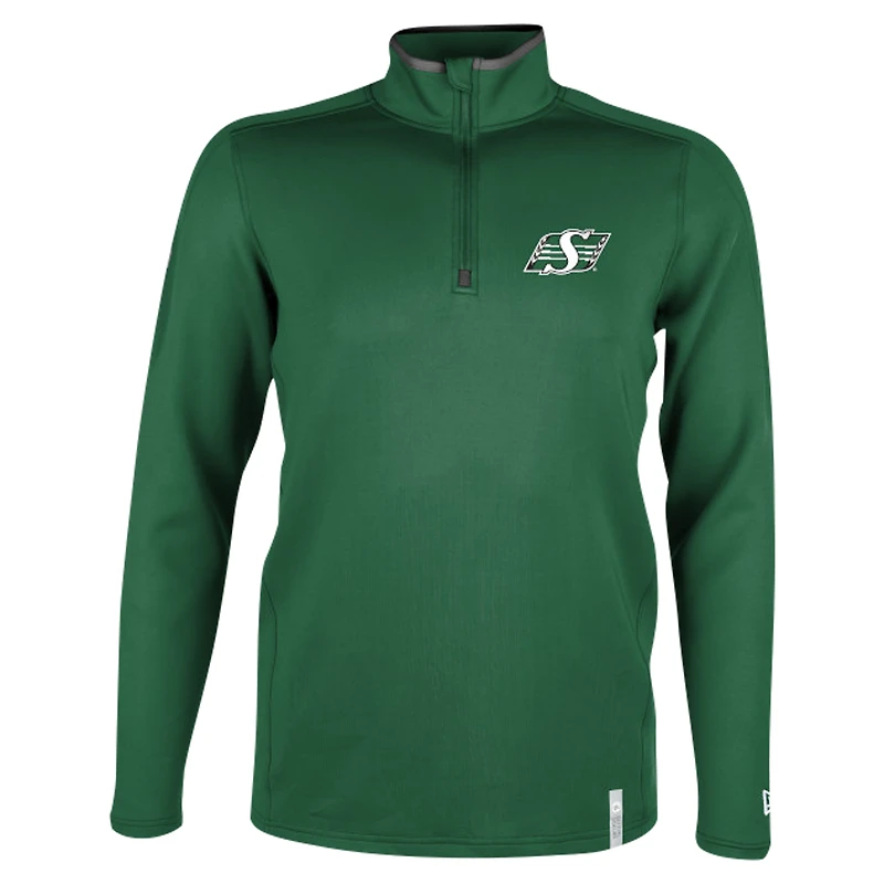 Men's New Era Green Saskatchewan Roughriders Sideline Edge Performance Quarter-Zip Top