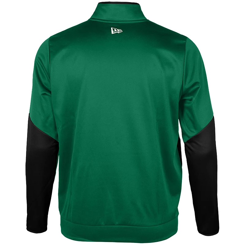 Haut en molleton Sideline Performance vert à fermeture éclair quart de tour pour homme des Saskatchewan Roughriders New Era