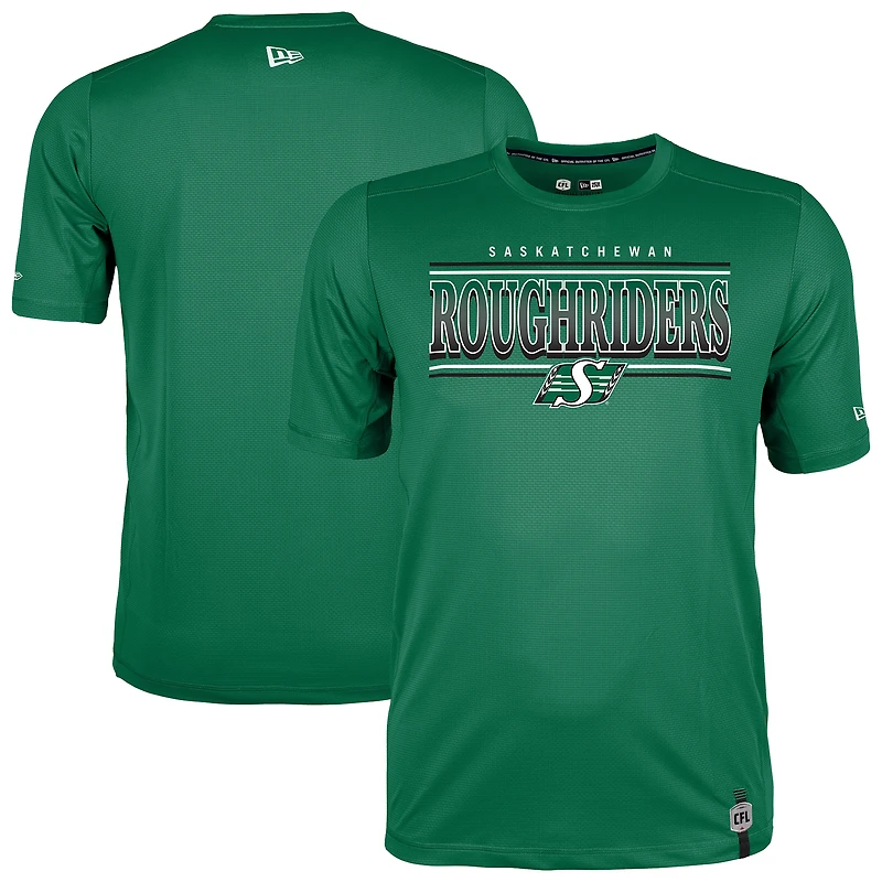 T-shirt de performance pour homme New Era vert Saskatchewan Roughriders