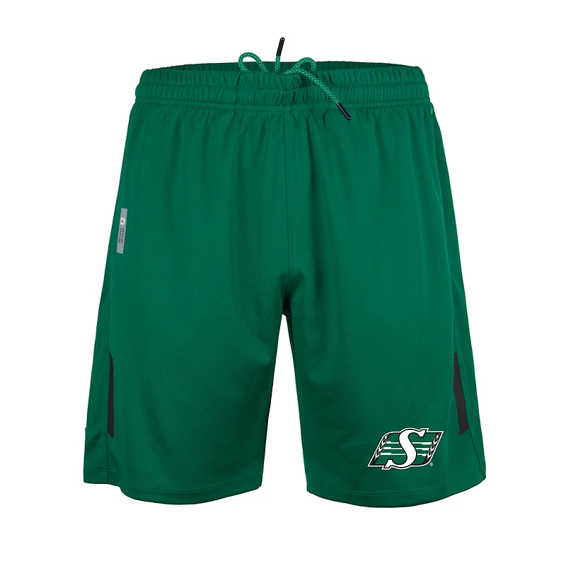 Men's New Era Green Saskatchewan Roughriders Sideline Swift Performance Knit Shorts