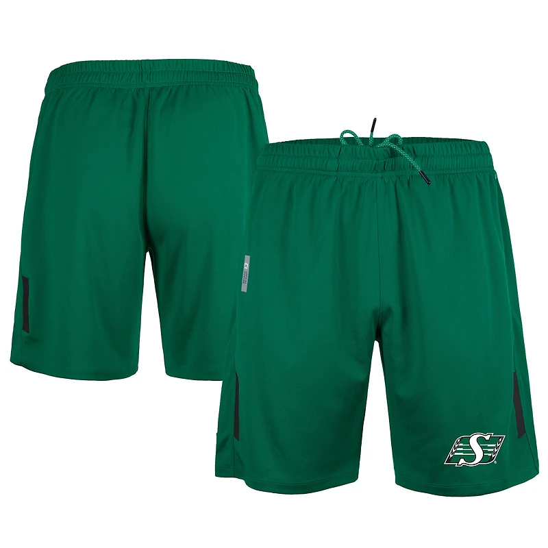 Men's New Era Green Saskatchewan Roughriders Sideline Swift Performance Knit Shorts