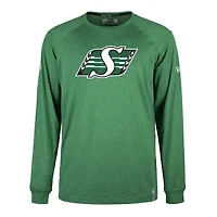 T-shirt à manches longues pour homme vert Saskatchewan Roughriders Sideline Thrive Performance de New Era