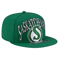 Men's New Era Green Saskatchewan Roughriders Turf Traditions 9FIFTY Snapback Hat