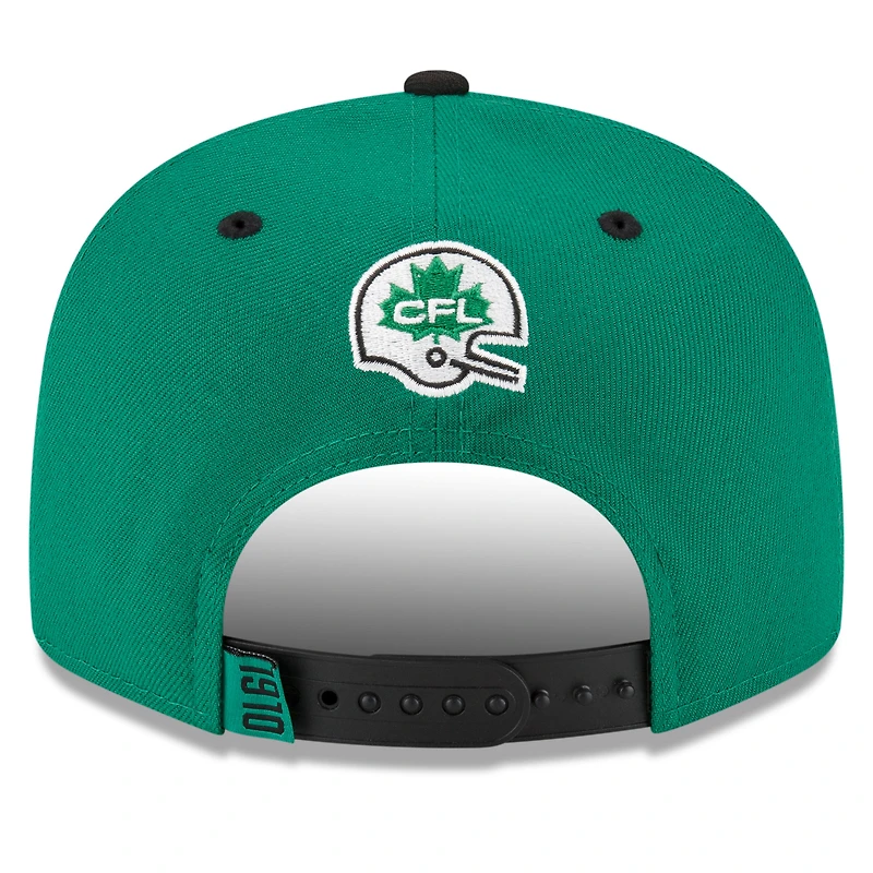 Casquette Snapback 9FIFTY verte des Roughriders de la Saskatchewan New Era pour hommes