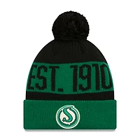 Bonnet à revers New Era vert Saskatchewan Roughriders Turf Traditions pour homme avec pompon