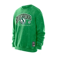 Men's New Era Green Saskatchewan Roughriders Turf Traditions Vintage Fleece Crewneck Sweatshirt