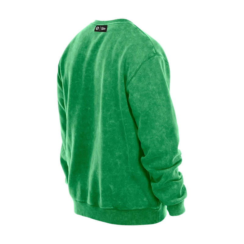 Men's New Era Green Saskatchewan Roughriders Turf Traditions Vintage Fleece Crewneck Sweatshirt