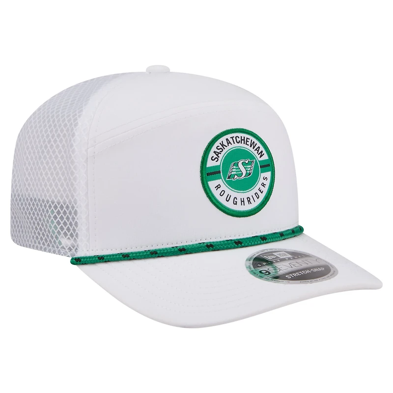 Casquette ajustable New Era blanche pour homme Saskatchewan Roughriders 2026 Sideline Rope 9SEVETNTY