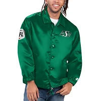 Veste d'entraîneurs à bouton-pression complète Starter Green des Roughriders de la Saskatchewan Option Route pour hommes