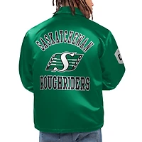Veste d'entraîneurs à bouton-pression complète Starter Green des Roughriders de la Saskatchewan Option Route pour hommes