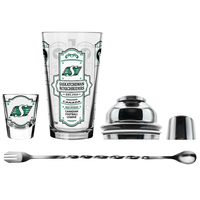 The Sports Vault Saskatchewan Roughriders Ensemble de cinq verres à shot et verres à mélange pour barman