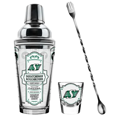 The Sports Vault Saskatchewan Roughriders Ensemble de cinq verres à shot et verres à mélange pour barman
