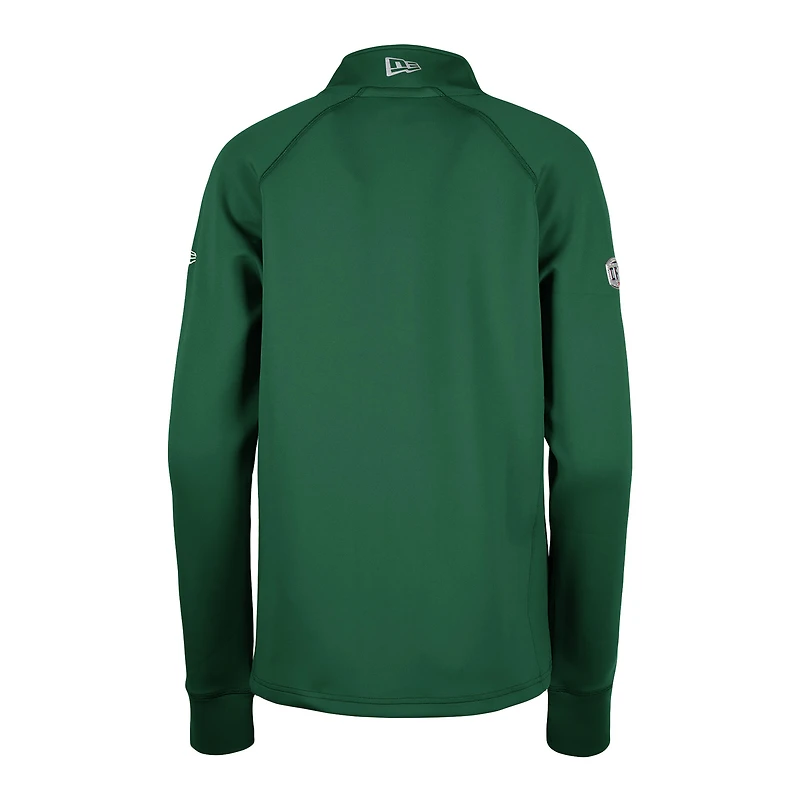 Women's 5th & Ocean by New Era Green Saskatchewan Roughriders Sideline Piper Performance Raglan Quarter-Zip Top