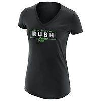 T-shirt noir à encolure en V avec logo principal Saskatchewan Rush pour femmes