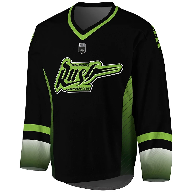 Youth Black Saskatchewan Rush - Sublimated Replica Jersey
