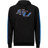 Men's FISLL Black Savannah State Tigers Oversized Stripes Pullover Hoodie