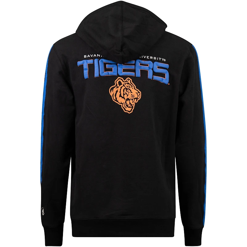 Men's FISLL Black Savannah State Tigers Oversized Stripes Pullover Hoodie