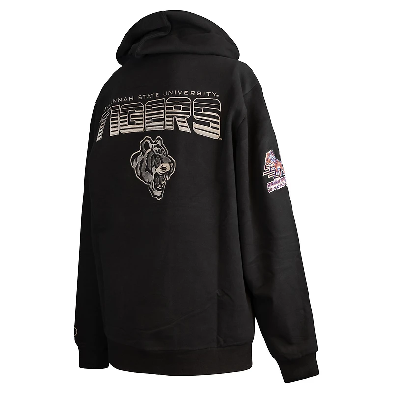 Men's FISLL  Black Savannah State Tigers Puff Print Sliced Pullover Hoodie