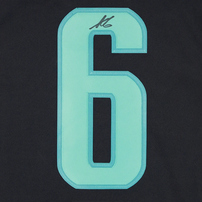 Maillot authentique adidas autographié par Adam Larsson, bleu marine profond, Seattle Kraken, avec écusson de la saison inaugurale