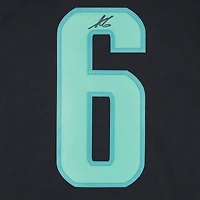 Maillot authentique adidas autographié par Adam Larsson, bleu marine profond, Seattle Kraken, avec écusson de la saison inaugurale
