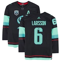 Adam Larsson Deep Sea Blue Seattle Kraken Autographed adidas Authentic Jersey with Inaugural Season Jersey Patch