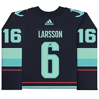 Adam Larsson Deep Sea Blue Seattle Kraken Autographed adidas Authentic Jersey with Inaugural Season Jersey Patch