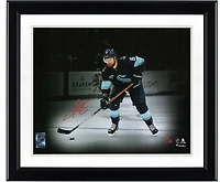 Adam Larsson Seattle Kraken Autographed 11" x 14" Deep Sea Blue Jersey with Puck Spotlight Photograph - Limited Edition of 22
