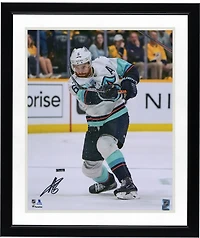 Adam Larsson Seattle Kraken Autographed 16'' x 20'' White Jersey Shooting Photograph