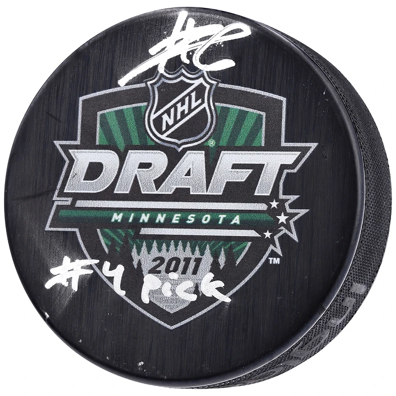 Adam Larsson Seattle Kraken Autographed 2011 NHL Draft Logo Hockey Puck with "#4 Pick" Inscription