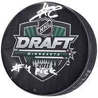 Adam Larsson Seattle Kraken Autographed 2011 NHL Draft Logo Hockey Puck with "#4 Pick" Inscription